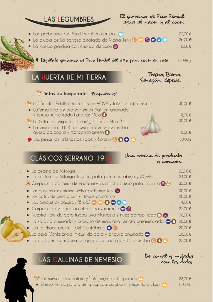 Carta Restaurante Serrano