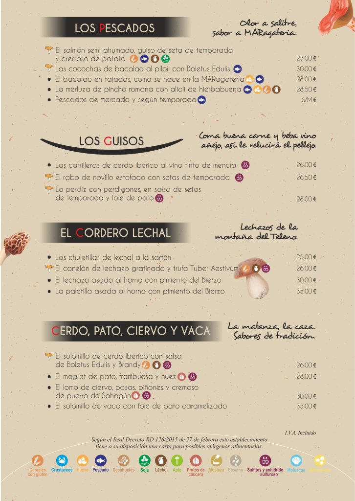 Carta Restaurante Serrano